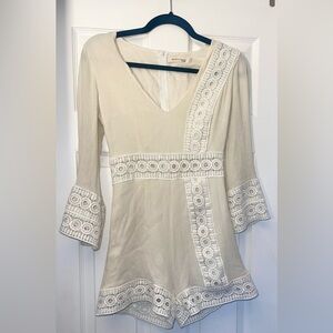 Morris Day the Label Boho Cream Cutout Lace Zipper Short Romper XS